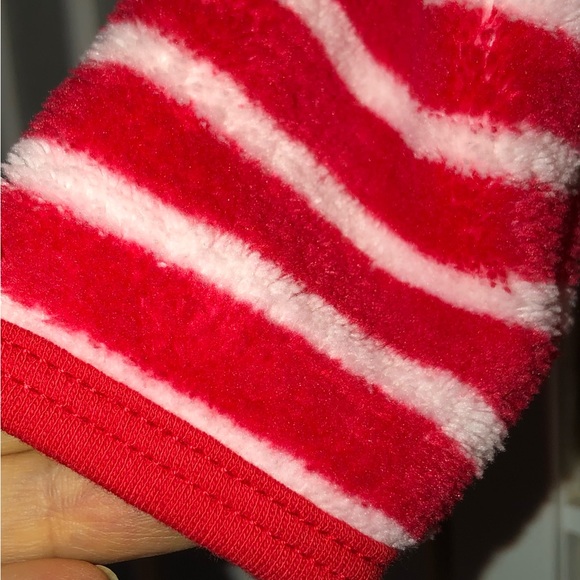 Little Me Christmas🎅🏽Santa Stretch Candy Cane Stripe Infant Footed Onesie NWT - Picture 5 of 15